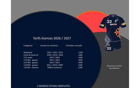 Ouverture des créations des licences pour la saison 2026 / 2027